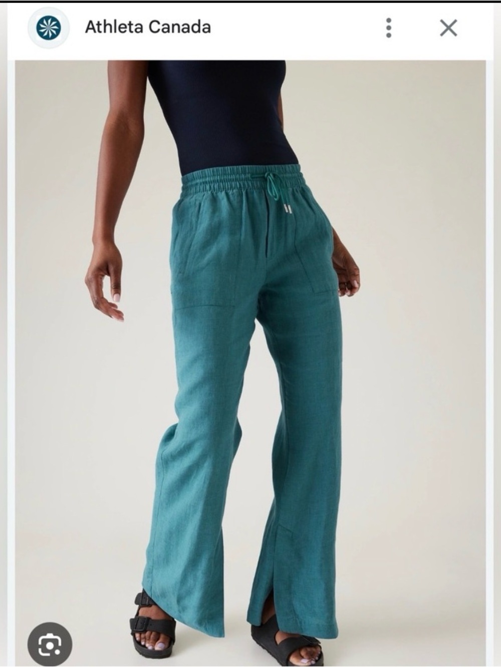 Athleta Tall Retreat Linen Wide Leg Pant NWT Teal Blue - 4T - High Rise Long